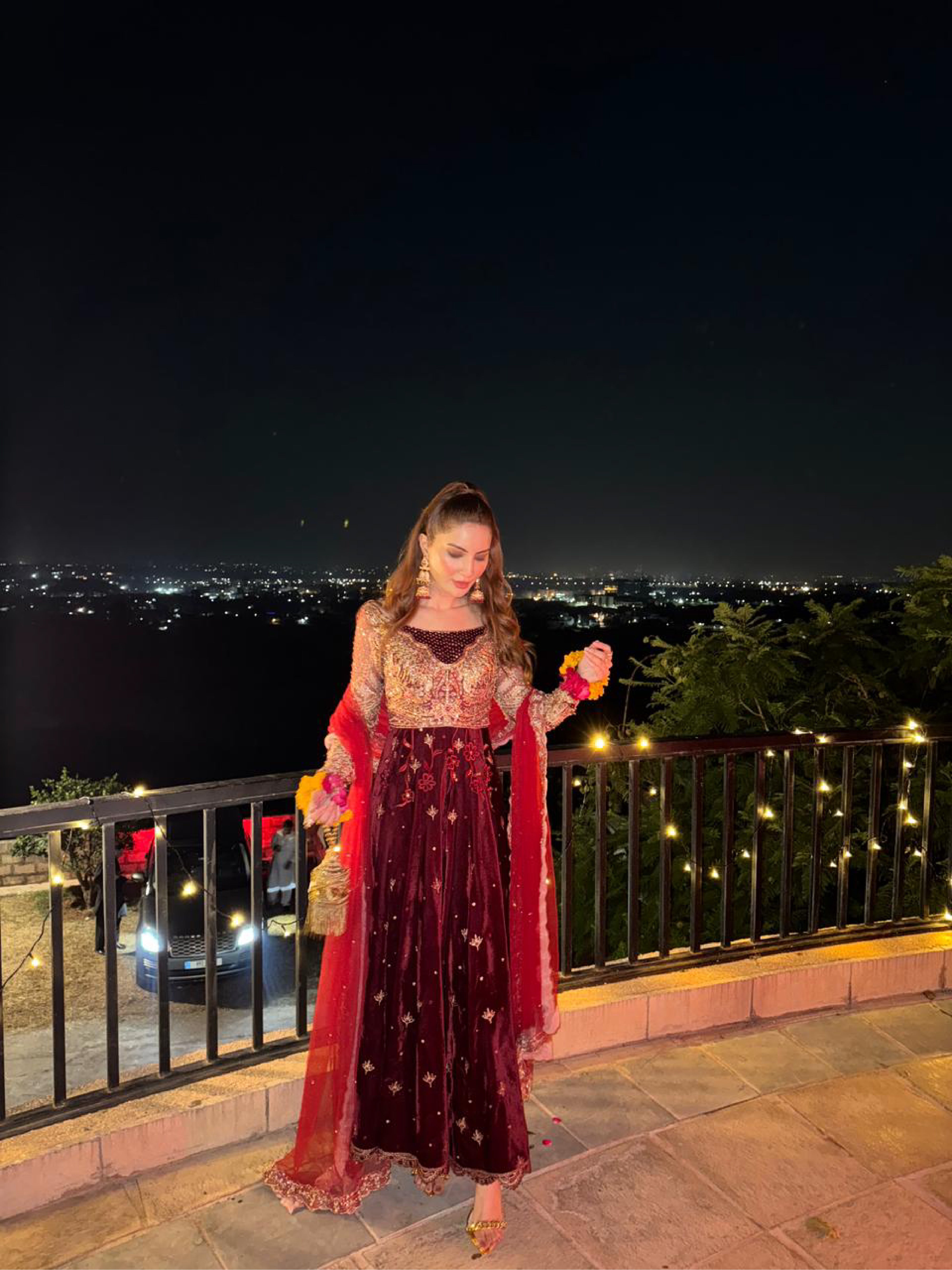 Amie Velvet Shirt with Plain Pants by Mysie by Tahira – Deep Red Velvet Designer Dress