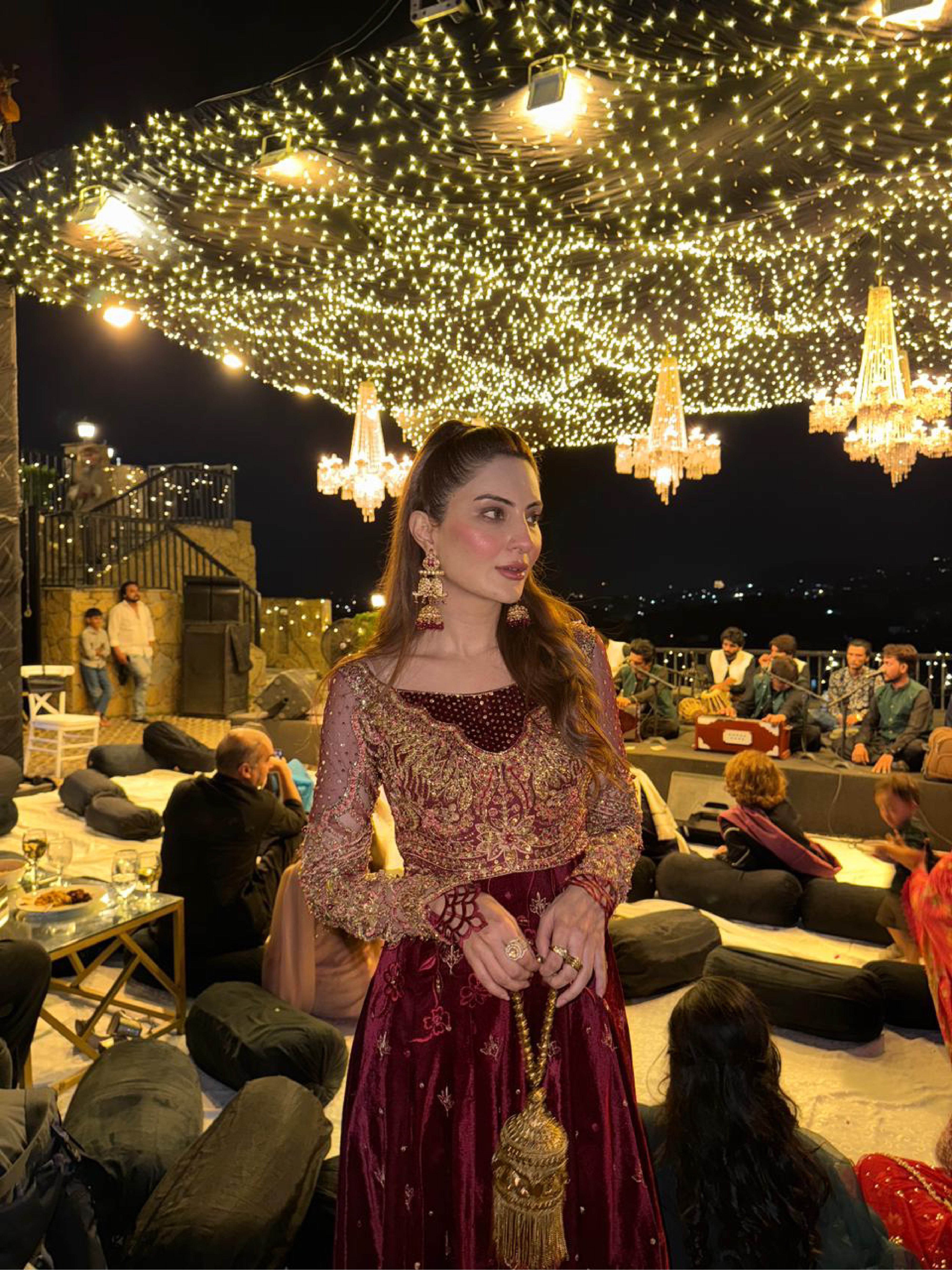 Amie Velvet Shirt with Plain Pants by Mysie by Tahira – Deep Red Velvet Designer Dress