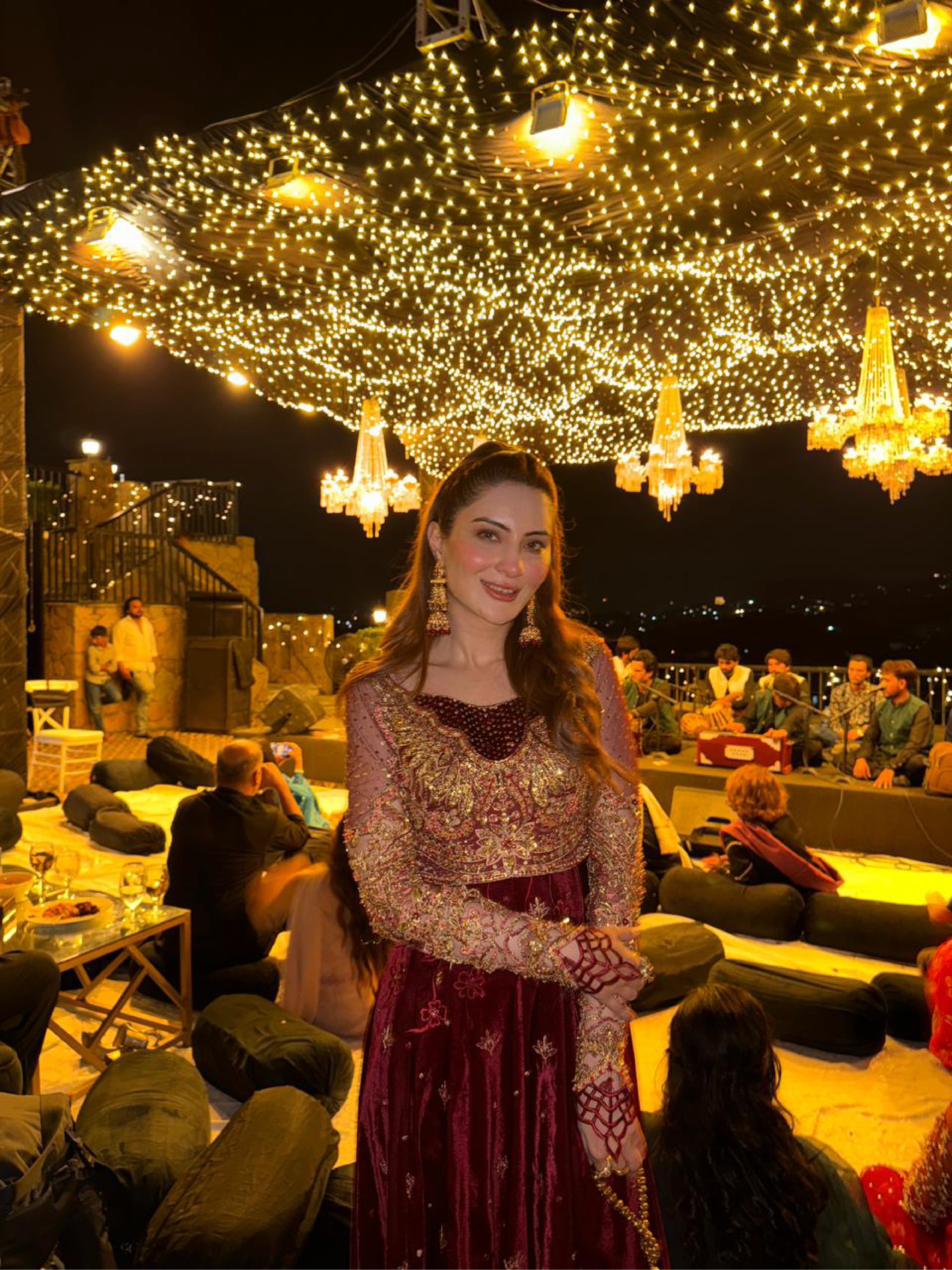 Amie Velvet Shirt with Plain Pants by Mysie by Tahira – Deep Red Velvet Designer Dress