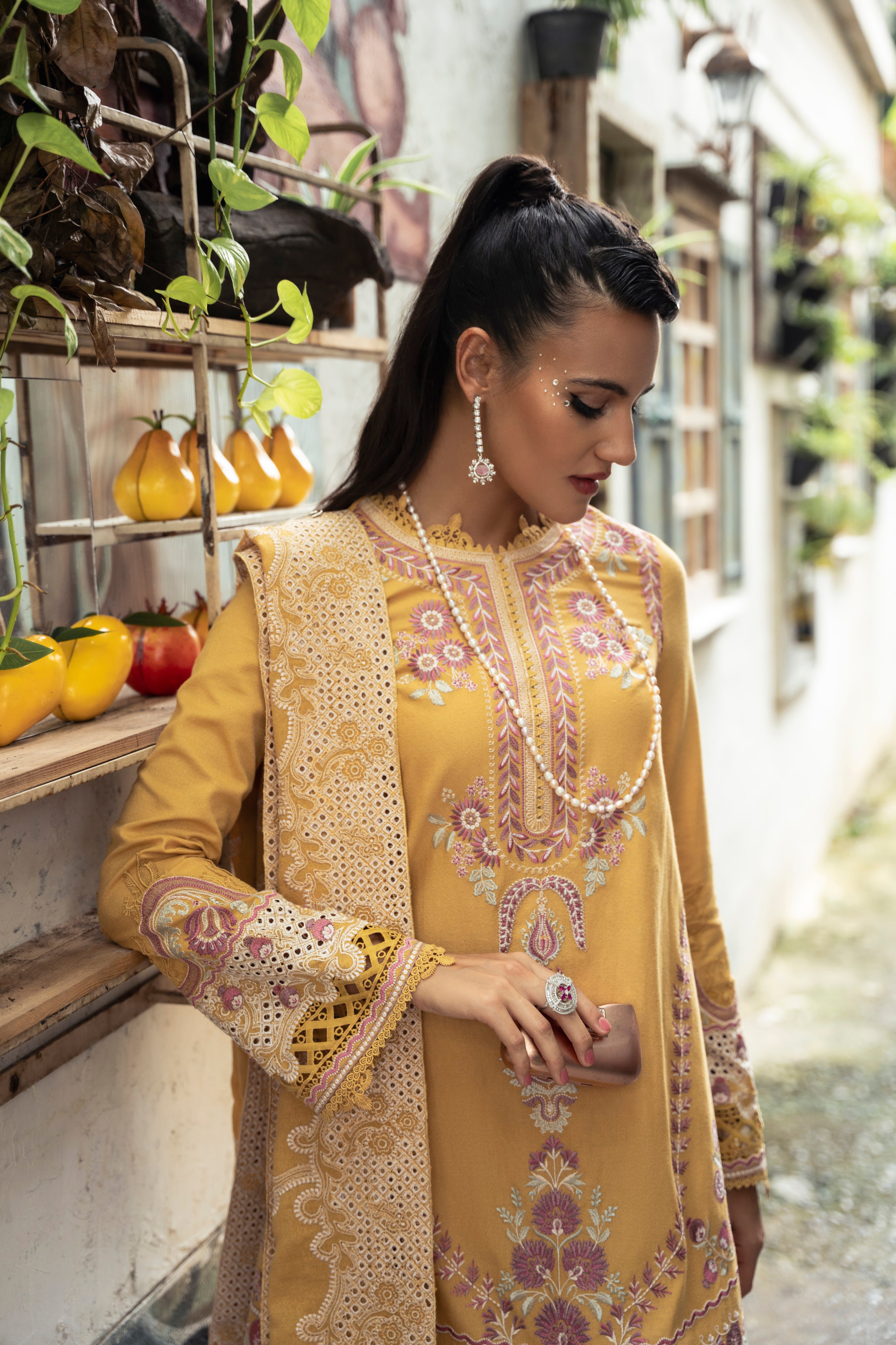 Pakistani designer Mysie By Tahira karandi outfit Tiana with dupatta and pants