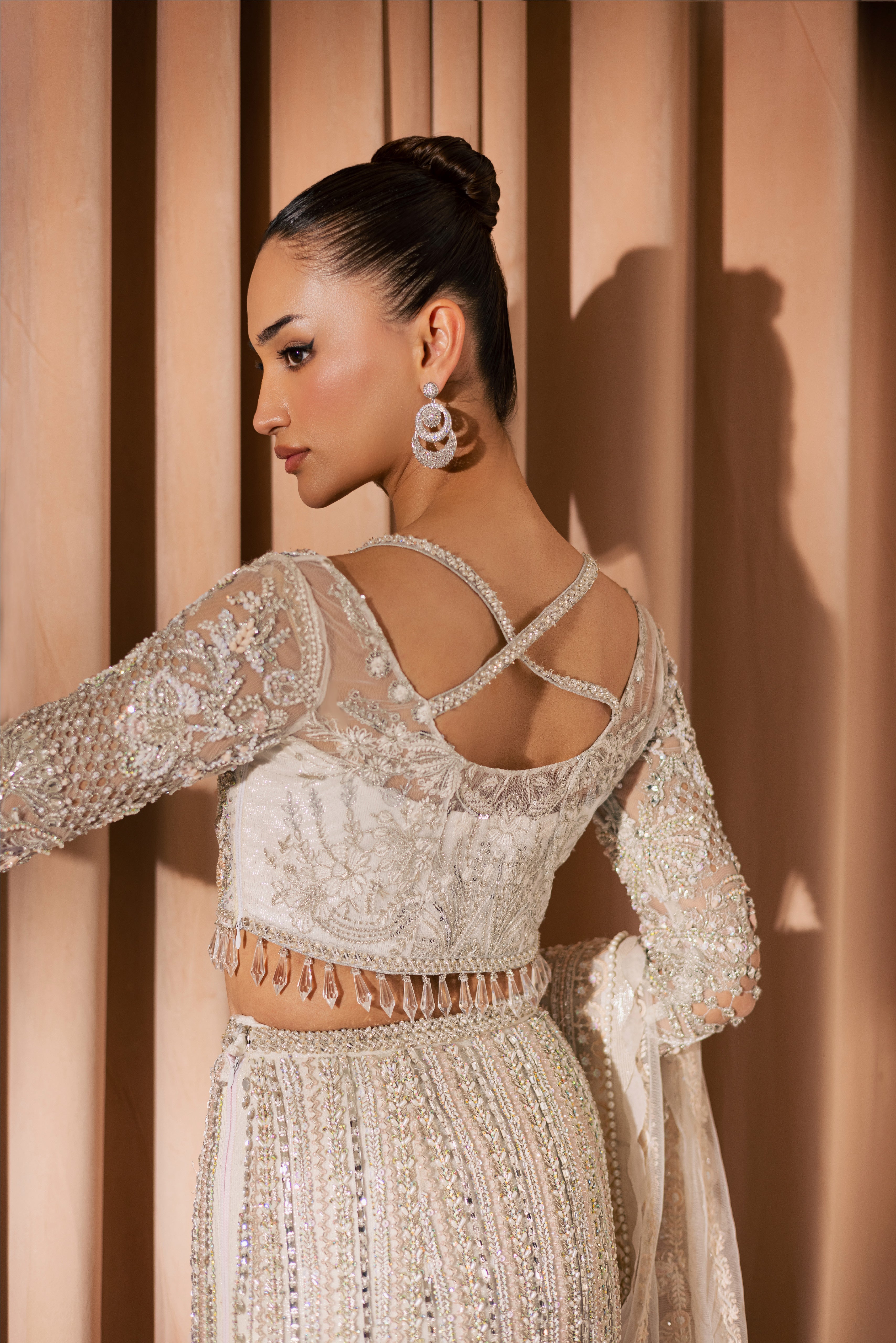 White Vanya luxury bridal mermaid lehenga with heavy embellishment - Mysie By Tahira.