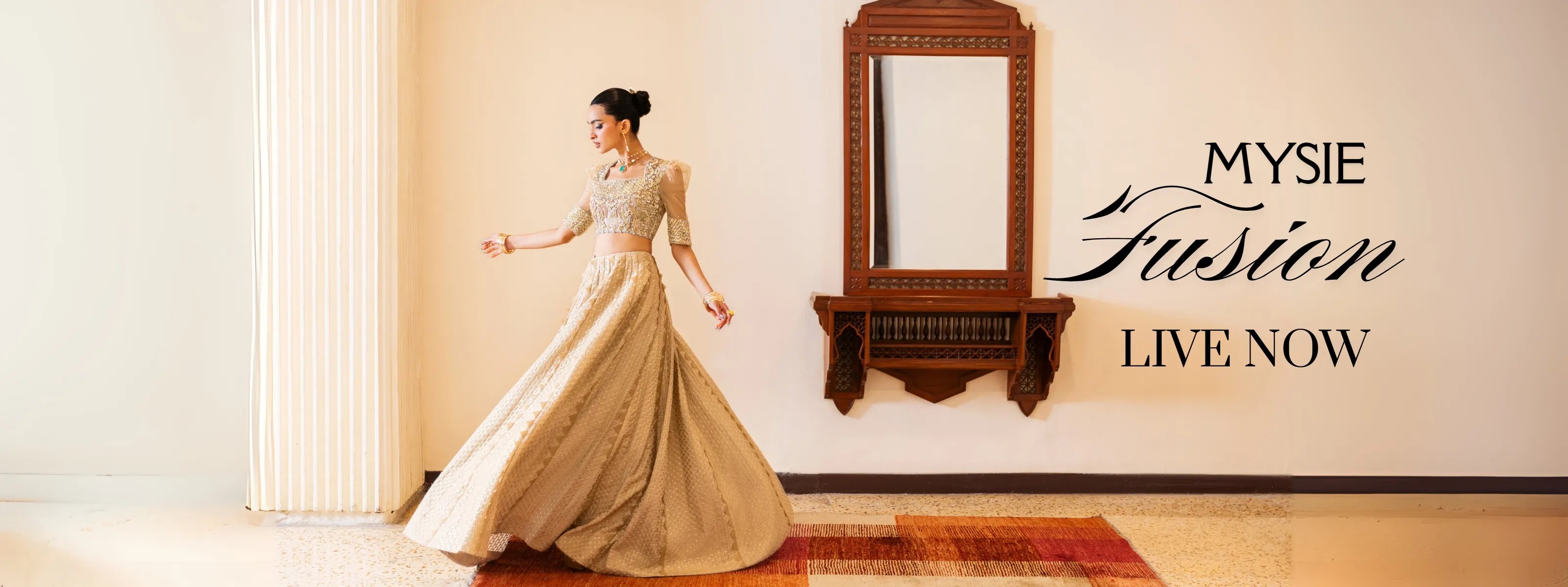 AFSANA, PAKISTANI FORMAL LUXURY WEAR OUTFIT, AFFORABLE AND REASONABLE FESTIVE WEAR, MYSIE FUSION OUTFIT
