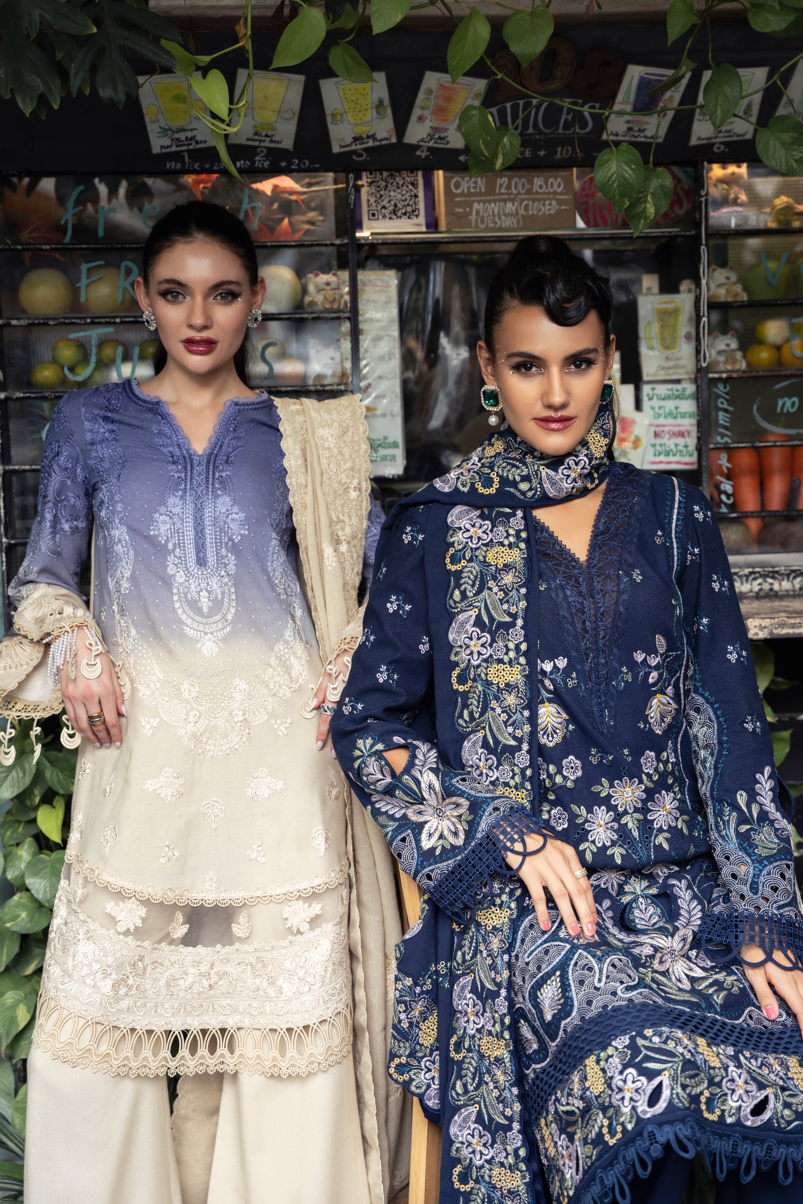 Pakistani designer karandi outfit Belle in lavender ivory blend - Mysie By Tahira