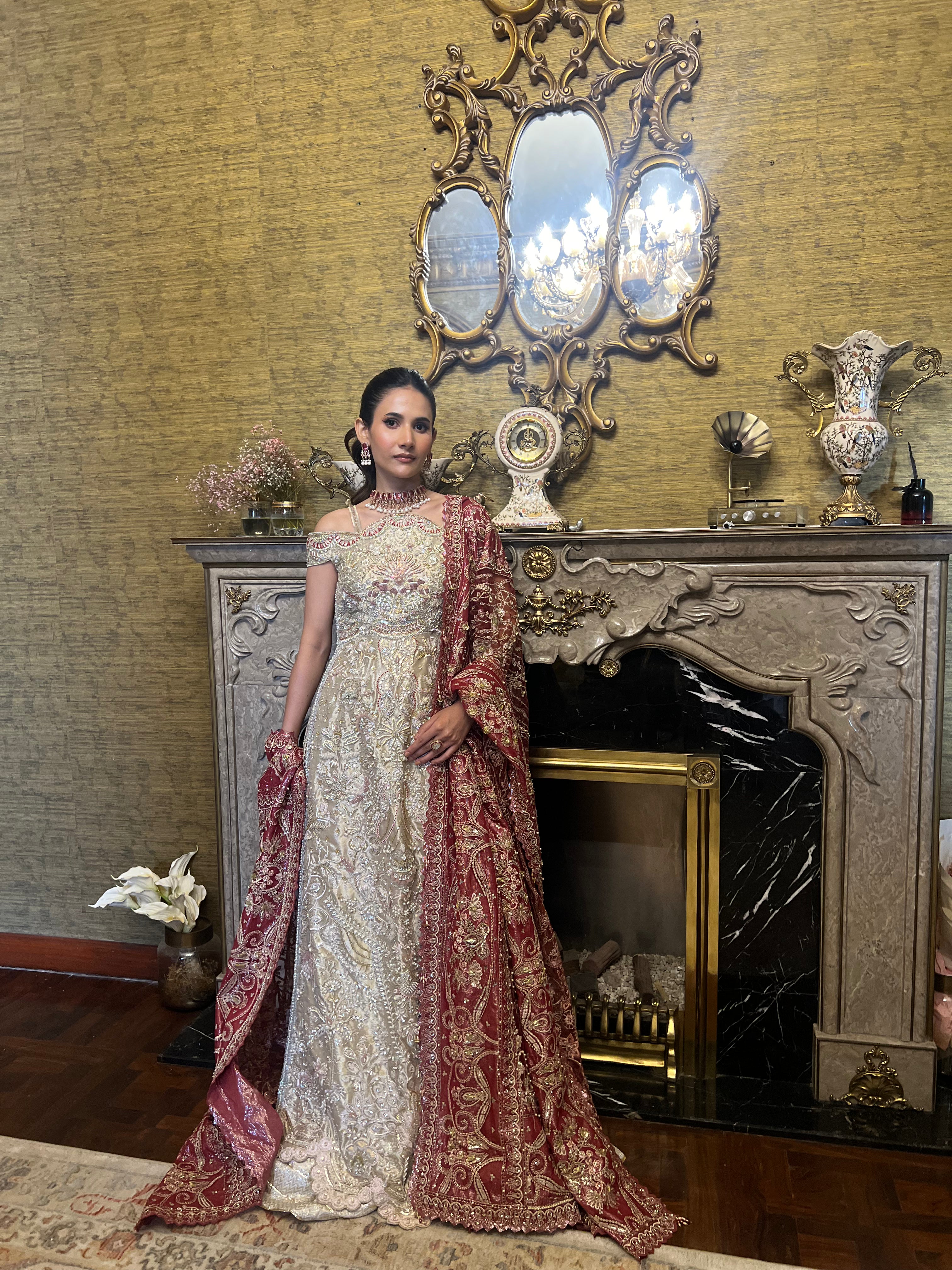 Luxury festive outfit Sanya with tissue shirt and grip sharara – Mysie by Tahira